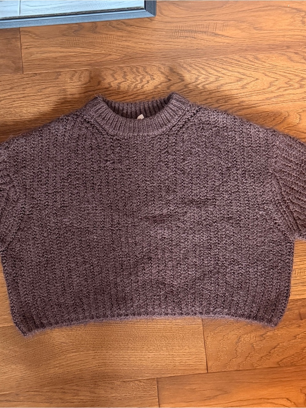 Garage Cropped Crew Sweater - Mauve Brown